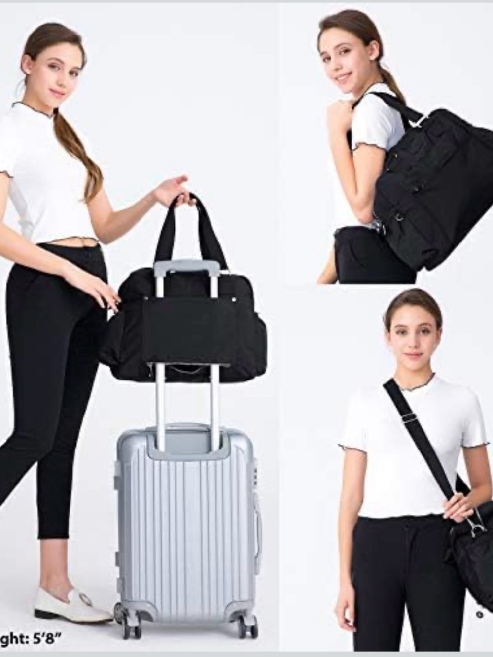 Lily & Drew Black Women’s Travel Duffel Bag – Versatile Carryall